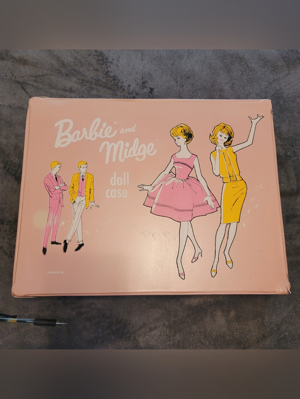 Vintage Mattel 1963 Barbie and Midge Pink Double Doll Case With Handle